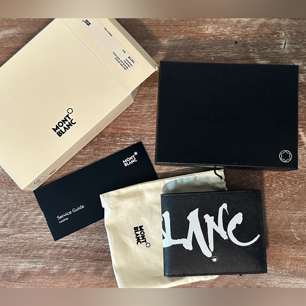 MONTBLANC black Italian leather Sartorial wallet Calligraphy